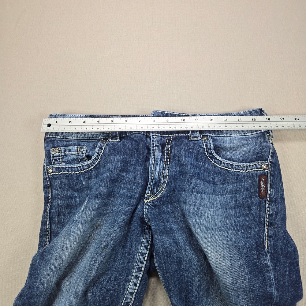 Silver Jeans Suki Surplus Capri Distressed Flap Pocket Blue Womens W31 - Picture 14 of 16